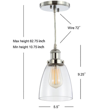Cleo 5.5" Adjustable Metal/Glass LED Pendant - JONATHAN Y